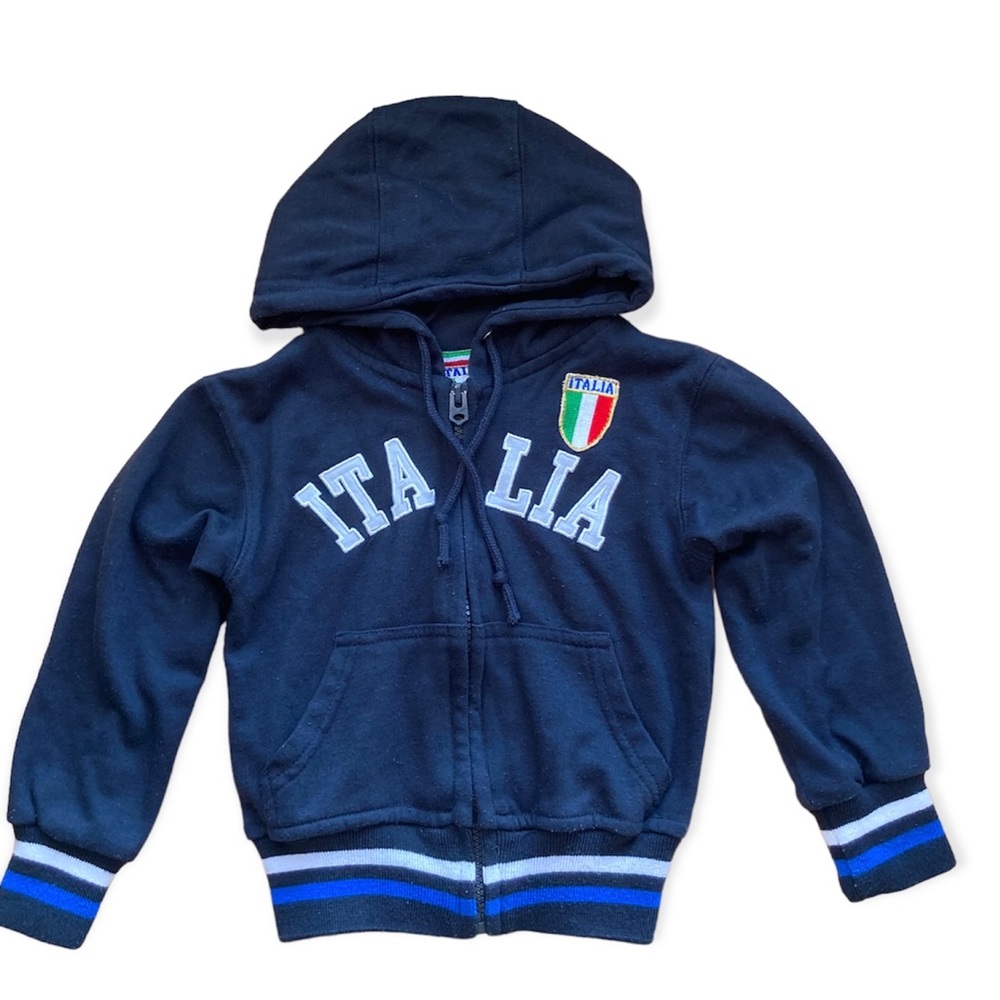 Italia Full Zip Hoodie Warm-Up Jacket Sweatshirt Kid’s Toddler 2 Black